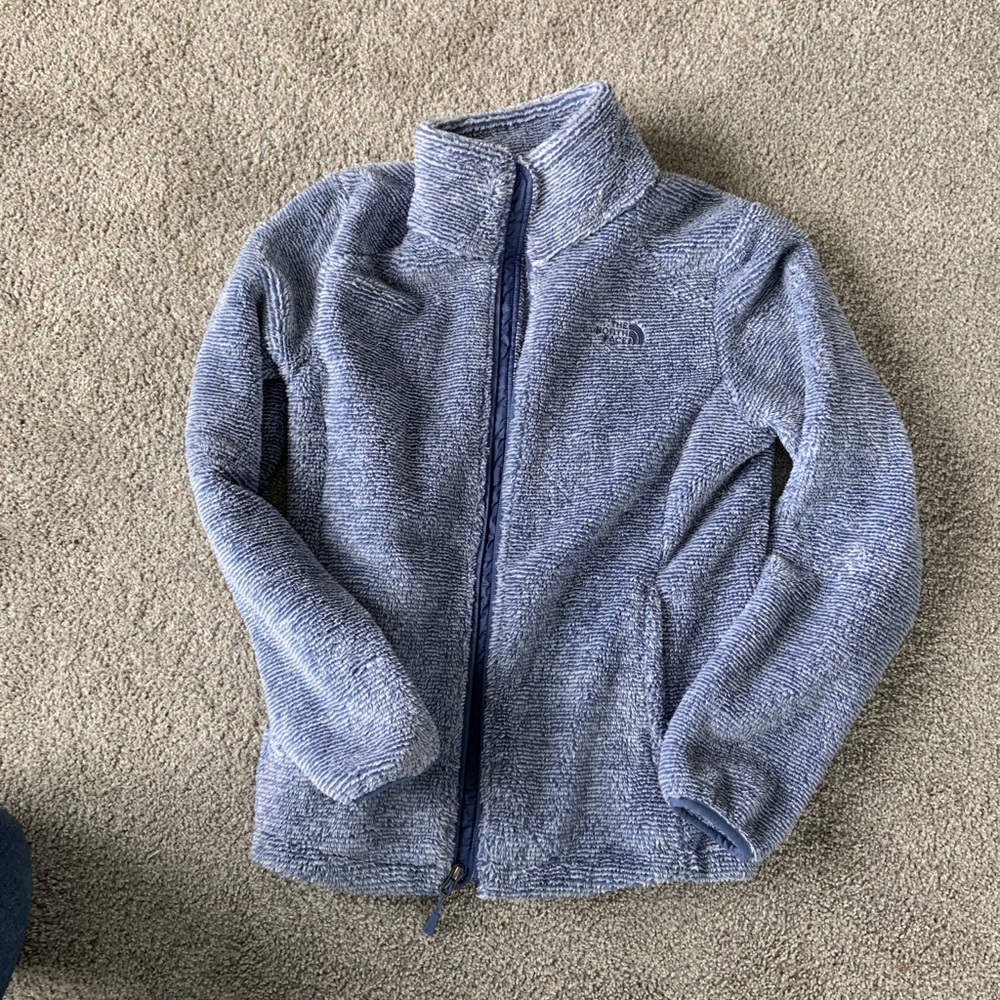 Purple/White North Face Fluffy Zip Up Jacket